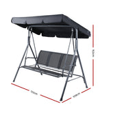 Swing Chair Outdoor Furniture Hanging Chairs Hammock 3 Seater Canopy Garden Bench Seat Patio Gardeon Lounger Cushion Backyard Park Black